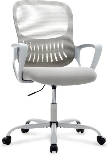 Miniatura 7 de Silla de escritorio ergonómica, silla de malla cómoda para computadora con reposabrazos y soporte lumbar ajustable, silla ejecutiva giratoria