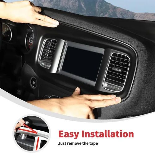 Miniatura 4 de Linskip Acabado de Tablero Compatible con Dodge Charger 2015 2016 2017 2018 2019 2020 2021 2022 2023, Panel de Cubierta de Consola Central