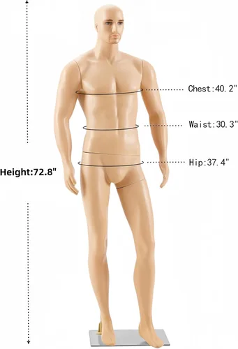 Miniatura 2 de Maniquí masculino de cuerpo completo de 72.8 pulgadas, modelo de cuerpo humano realista, maniquí de exhibición de estilo brasileño con brazos