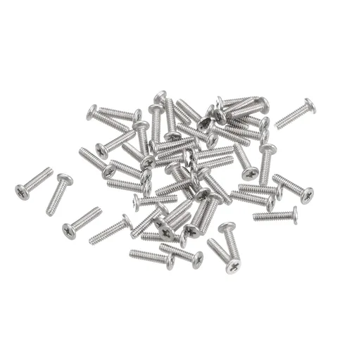 Miniatura 23 de Uxcell M1-0.25 x 2 mm 50 piezas Tornillos de cabeza plana redonda 304 de acero inoxidable Phillips Drive tornillos de máquina para fijación