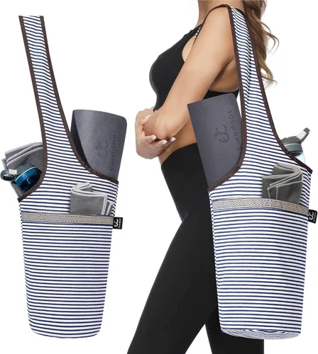 Miniatura 8 de Ewedoos Canvas Yoga Mat Bag Fits Most Mats Yoga Bag with Large Storage Pockets to Hold More Accessories Ideal for Pilates Workout Gifts & Travel