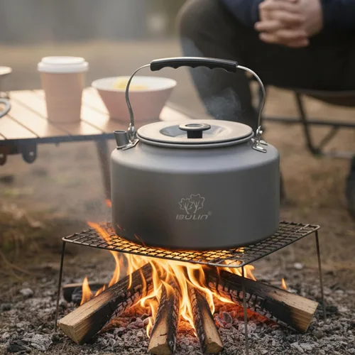Miniatura 7 de Bulin Hervidor de Camping, Hervidor de Té Grande Portátil de 2.2L para Estufa, Calentamiento Rápido, Agua Caliente Hirviendo para Fuego Abierto