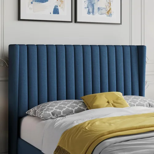 Miniatura 8 de Yaheetech Armazón de Cama Tamaño Completo, Cama Plataforma Tapizada con Cabecera de Borde Alado, Tela Acolchada Cuadrada/Base de Colchón/Soporte