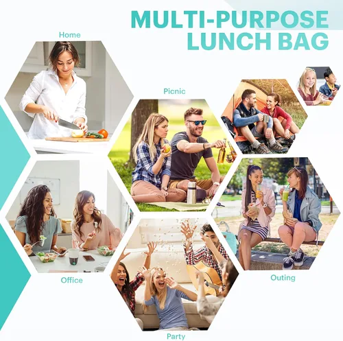 Miniatura 7 de Bolsa de almuerzo para mujeres y hombres, lonchera aislada para adultos, pequeña lonchera hermética enfriadora, contenedores de comida para almuerzo