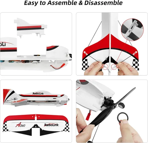 Miniatura 5 de Radiolink A560 Plug & Play (PNP) Avión 3D Radio Control 580mm de Envergadura con 6 Modos de Vuelo, Controlador de Vuelo Byme-A de 4 Canales