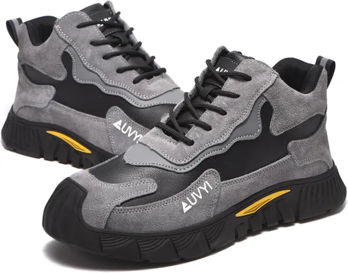Miniatura 7 de AUVYI Botas de trabajo con punta de acero para hombres – Zapatos de seguridad cómodos y duraderos a prueba de chispas, botas de construcción