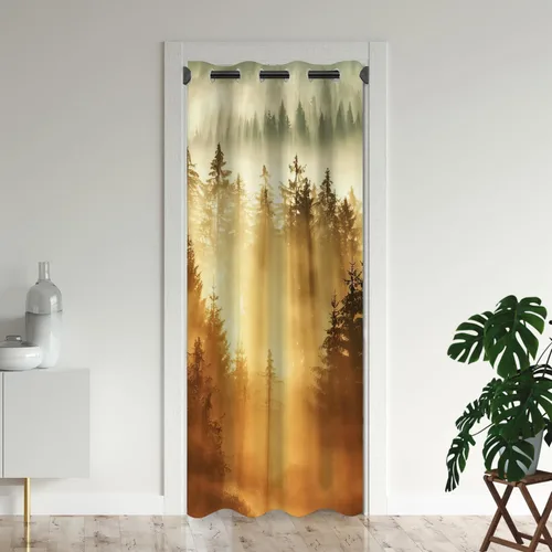 Miniatura 10 de Cortinas de puerta de África para puertas, anochecer paisajes naturales, árboles, temporadas, horizonte, jirafas, cortina opaca para armario