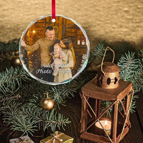 Miniatura 7 de Adorno de Navidad personalizado con foto, adornos de imagen personalizados para Navidad 2026, adorno colgante conmemorativo personalizado