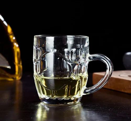 Miniatura 3 de Dimple Stein - Juego de tazas de cerveza de 10 onzas con asa, tazas de cerveza de vidrio, aptas para lavavajillas y congelador, transparentes