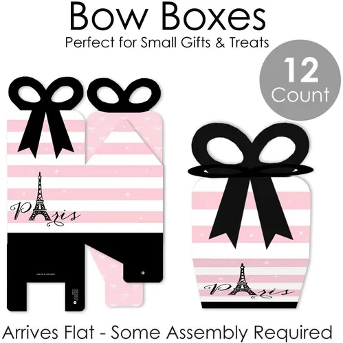 Miniatura 6 de Big Dot of Happiness París, Ooh La La - Cajas de regalo cuadradas para baby shower o fiesta de cumpleaños - Juego de 12 cajas de lazo con temática