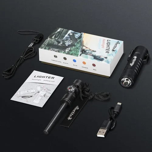 Miniatura 8 de Scotte Encendedor de arco de plasma resistente al viento, encendedor eléctrico y linterna LED - 2 en 1 (negro)/iniciador de fuego de magnesio 5 en 1