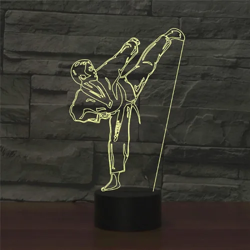 Miniatura 6 de Luz nocturna 3D para niños, lámpara LED de karate taekwondo con control remoto, 16 colores cambiantes, acrílico, regalo de cumpleaños para niños
