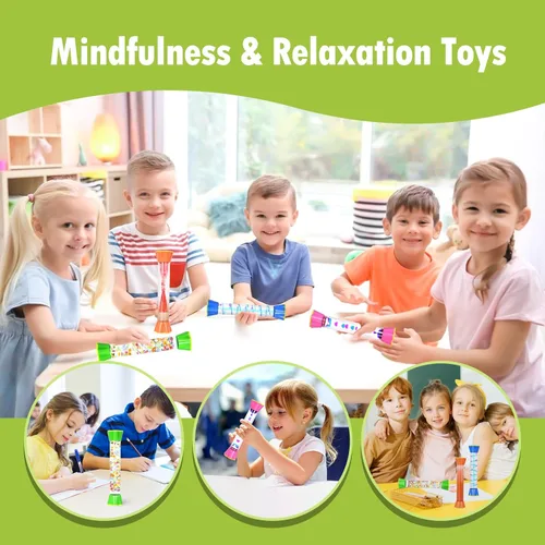 Miniatura 7 de Paquete de 4 tubos sensoriales, juguete de burbujas de movimiento líquido para niños y adultos, coloridos juguetes relajantes para aliviar