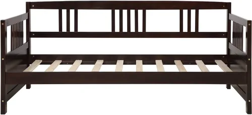 Miniatura 8 de Harper & Bright Designs Marco de sofá cama doble, marco de madera maciza, no necesita somier (espresso)