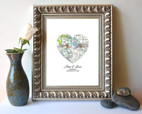 Miniatura 4 de ART FOR THE MASSES Impresión artística personalizada para parejas con 2 mapas de corazón, sin marco, regalo de boda, personalizado y personalizado