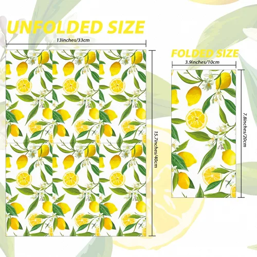Miniatura 2 de 50 toallas de mano de frutas cítricas amarillo limón, servilletas de papel, toallas de mano desechables para baño, boda, vacaciones, aniversario