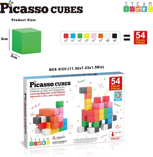 Miniatura 5 de PicassoTiles Cubo magnético Bloques de construcción de 1.2 pulgadas, cubos magnéticos, juguete de construcción, juguetes sensoriales educativos