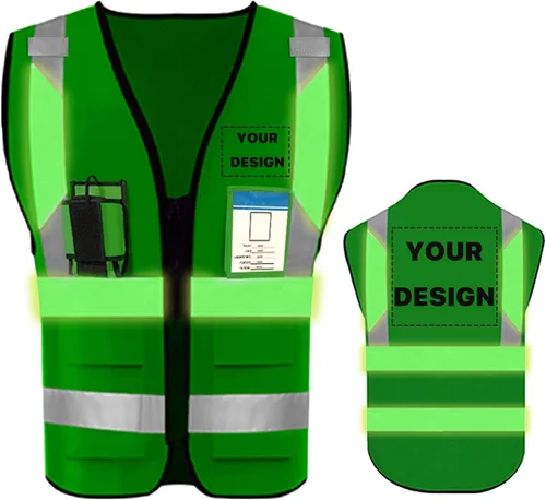 Miniatura 9 de Chaleco de seguridad de alta visibilidad reflectante con bolsillos y cremallera personalizado su logotipo ropa de trabajo de seguridad