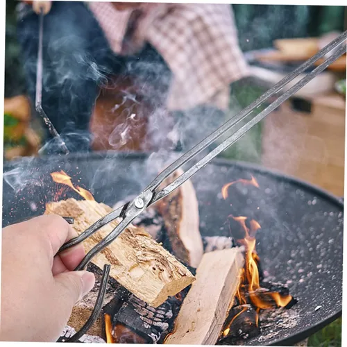 Miniatura 7 de Yardwe Pinzas de chimenea Pinza de metal de abrazadera larga para accesorios de hoguera al aire libre BBQ Clip