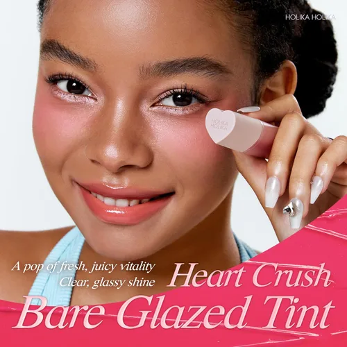 Miniatura 2 de HOLIKA HOLIKA Heart Crush Bare Glaze Tint - Tinte labial K-Beauty Girlish & Juicy Color con esencia de humedad, humedad de larga duración y alto 04
