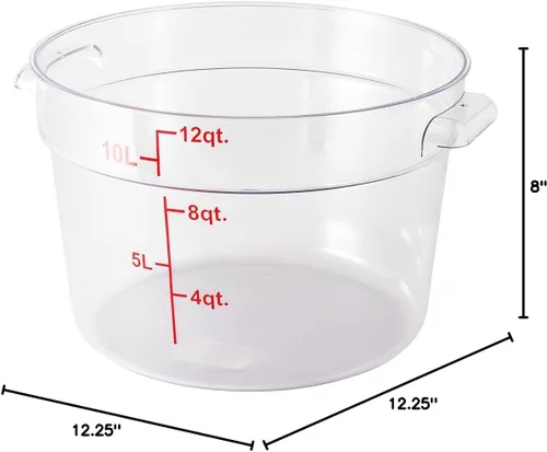 Miniatura 8 de Restaurantware Met Lux - Contenedor de almacenamiento de alimentos de 12 cuartos de galón, 1 recipiente redondo de almacenamiento comercial, tapa se