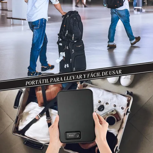 Miniatura 5 de Dalmbox - Caja fuerte para pistolas, caja de seguridad pequeña para pistolas de mano con cerradura de combinación, caja fuerte portátil para viajes