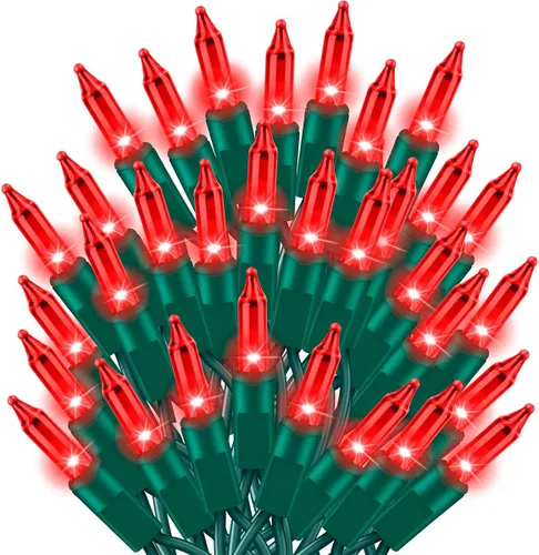 Miniatura 13 de Ultra-brillantes luces de Navidad rosa mini de 100L 19.6 pies, cadena de luces incandescentes UL listadas, se conectan de extremo a extremo, juego