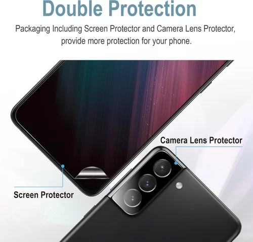 Miniatura 6 de [Paquete de 3+2] Protector de pantalla para Galaxy S22 y protector de lente de cámara para Samsung Galaxy S22 5G, 6.1 pulgadas, película híbrida 7H