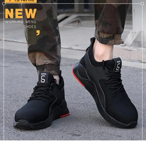 Miniatura 5 de CORANSBER Zapatos de seguridad con punta de acero para hombres y mujeres, zapatillas de trabajo transpirables, ligeras, zapatos industriales