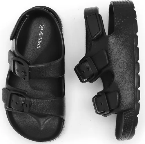 Miniatura 2 de INMINPIN Sandalias con hebilla para niños y niñas, cómodas sandalias de punta abierta con correa trasera ajustable
