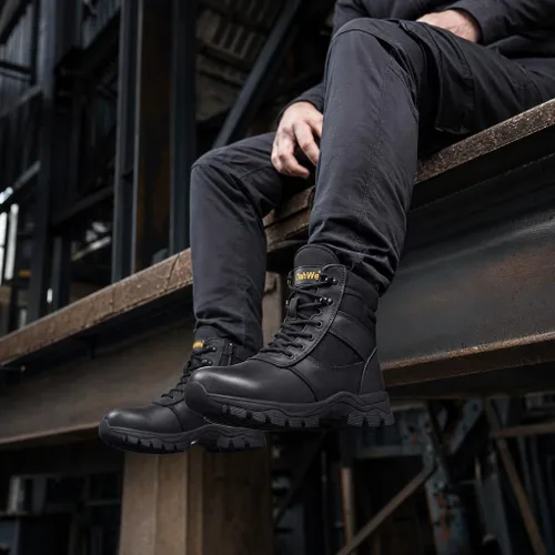Miniatura 2 de DahWe Men's Tactical Boots with Steel Toe Side Zipper 6 inch Lightweight Comfortable for Military Combat Hiking Logger Riding Motorcycle Law