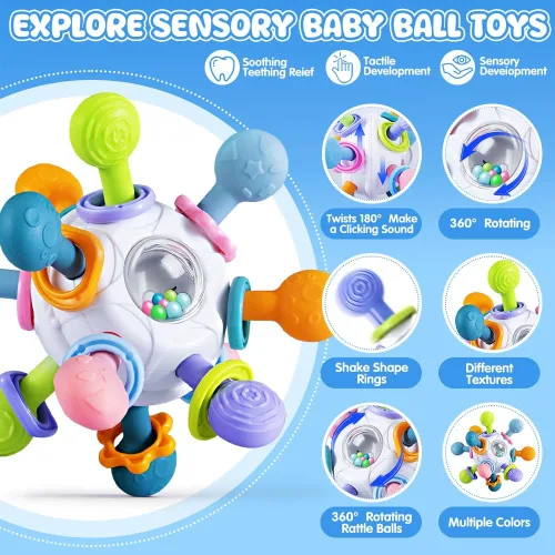 Miniatura 2 de Juguetes 6 en 1 para bebés de 6 a 12 meses, juguete Montessori para niños de 1 año, juguete de dentición para bebés, apilar tazas, cubo sensorial