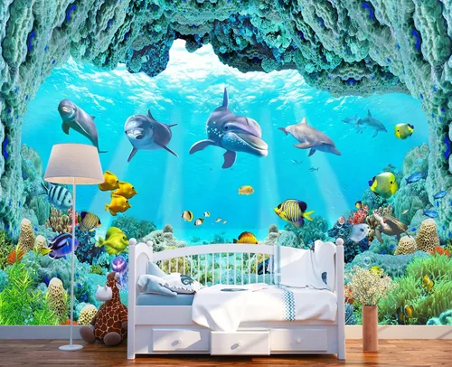 Miniatura 14 de YQWDMX - Papel pintado con bosque de pinos brumosos y mural dorado para dormitorio (no despegar y pegar)