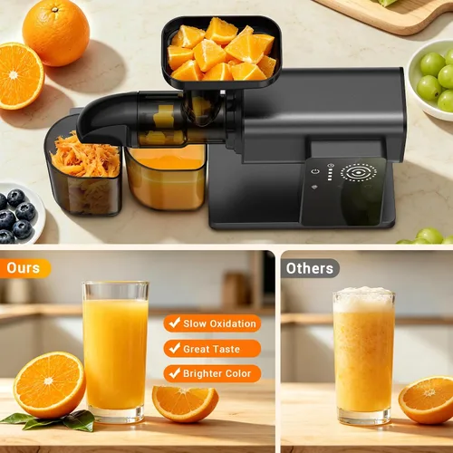 Miniatura 5 de Exprimidores de prensa en frío, exprimidores de masticación lenta con pantalla táctil inteligente LED, extractor profesional para verduras de hoja