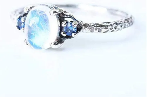 Miniatura 2 de Anillo simple de plata 925 con piedra lunar para mujer, anillo de compromiso de boda, anillo de promesa, tamaño 6-10