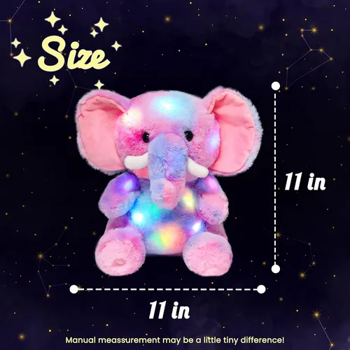 Miniatura 2 de Hopearl Elefante de Peluche LED con Iluminación Colorida Animal de Peluche Elephish Flexible Luces Nocturnas que Brillan en la Oscuridad Cumpleaños
