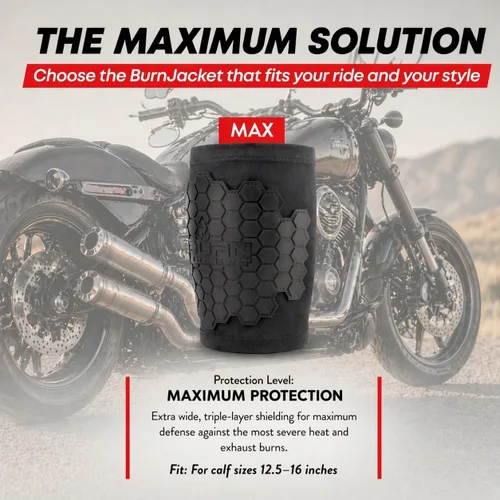 Miniatura 2 de BurnJacket Max - Funda protectora para tubo de escape de motocicleta contra quemaduras con protección de triple capa, se adapta a pantorrillas