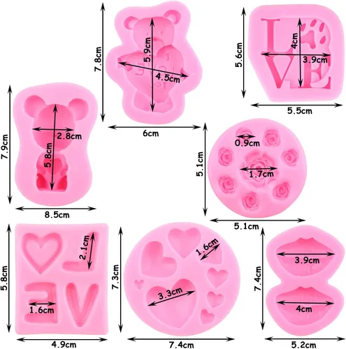 Miniatura 2 de Moldes de fondant para el día de San Valentín, moldes de fondant de boda, moldes de oso corazón, labios, rosa, caramelo, caramelo, molde de silicona