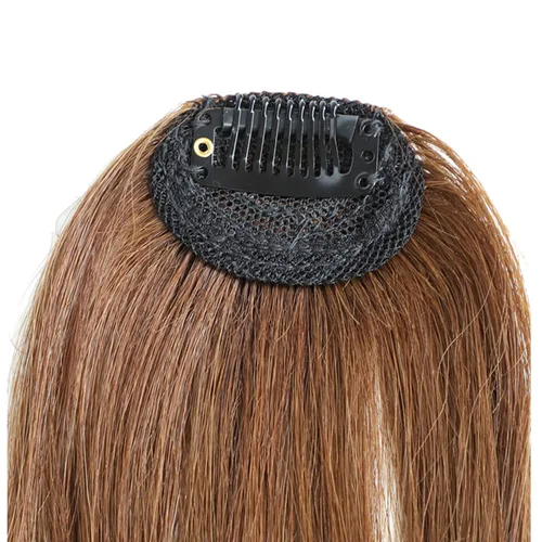 Miniatura 8 de Flequillo con clip, 100% cabello humano real, extensiones de cabello con clip, flecos con sienes para mujer, flequillo curvado, uso diario