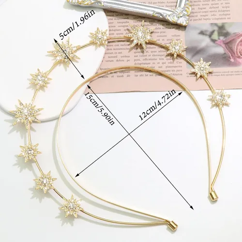 Miniatura 2 de Halo Crown Stars Rhinestone Crown Headbands Goddess Headpiece Crystal Halo Headbands