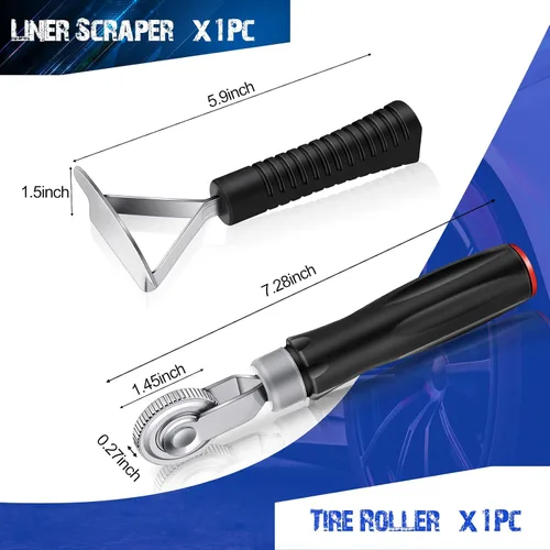 Miniatura 3 de Tallew 90 piezas Kit de parches de neumáticos 32 mm 42 mm 58 mm Unidad de reparación de neumáticos con rodillo y raspador de forro, parche de tubo