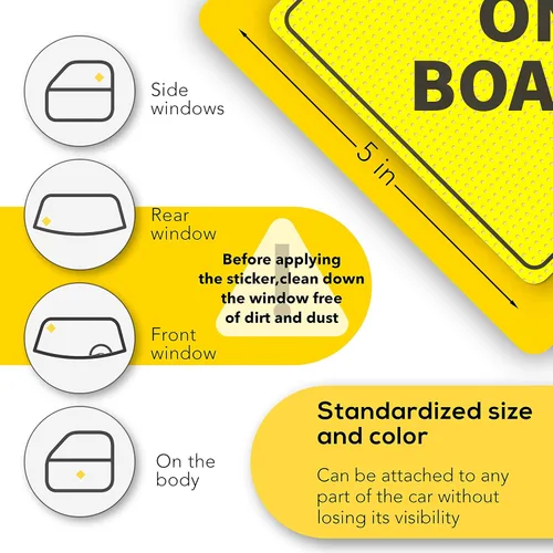Miniatura 7 de Letreros de bebé a bordo, esenciales para automóvil, calcomanías para bebé a bordo, paquete de 2, 5 x 5 pulgadas, amarillo brillante y transparente