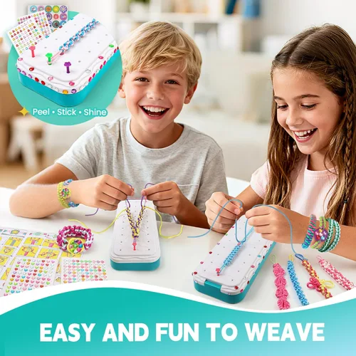 Miniatura 2 de DDAI Kit de pulsera brillante para niñas de 7 a 12 años, juego de manualidades brillantes de amistad con gemas, hilos y calcomanías, regalo de Menta