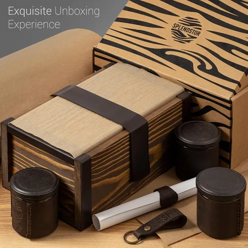 Miniatura 6 de SPLENDSTOR Kit grande – Caja de almacenamiento de madera con bandeja decorativa y paquete de 3 tarros de vidrio herméticos y bloqueo UV para hierbas