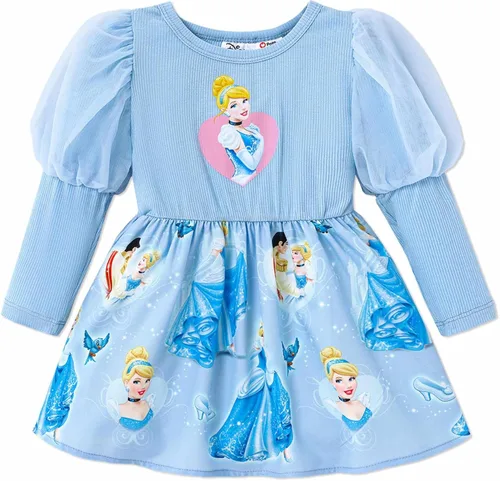Disney Princess Baby Toddler Girl Flutter Long Sleeves Tulle Dress Birthday Costume Outfit