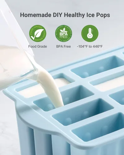 Miniatura 2 de MEETRUE - Moldes para paletas de silicona, 12 piezas, de fácil liberación, sin BPA, moldes para hacer paletas de hielo, hecho en casa, con 50