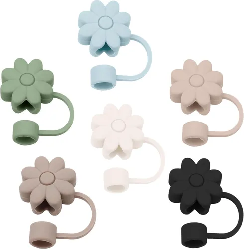 6 fundas de silicona para popotes Stanley Cups de 30 y 40 onzas, tapas de paja de flores a prueba de polvo, protectores reutilizables para popotes