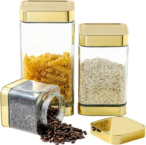 Miniatura 8 de Envases herméticos de vidrio para almacenamiento de alimentos, botes de vidrio para la cocina con tapas - Botes de café, pasta, azúcar, té