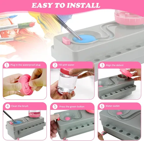 Miniatura 5 de Limpiador de Pinceles de Pintura, Enjuagador de Pinceles con Drenaje y Soporte para Pinceles, Limpiador de Pinceles de Pintura con Reciclaje