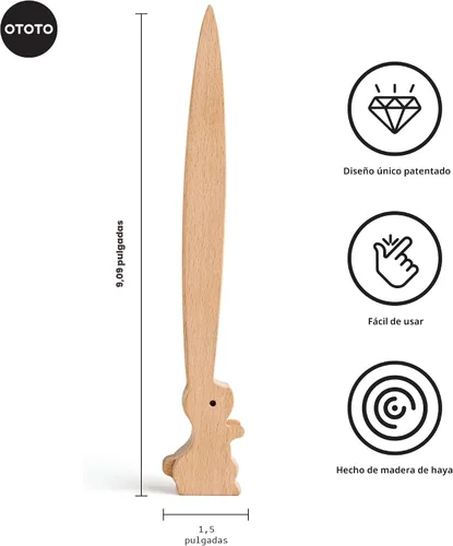 Miniatura 2 de OTOTO Bernie Bunny Pinzas para Tostadora - Conejo, Servidores de Ensalada - Mini Pinzas Multiusos para Aperitivos, Utensilios de Madera y Lindos